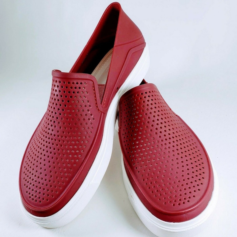 CROCS Mens CitiLane Roka Slip-ons BURGUNDY Perfora
